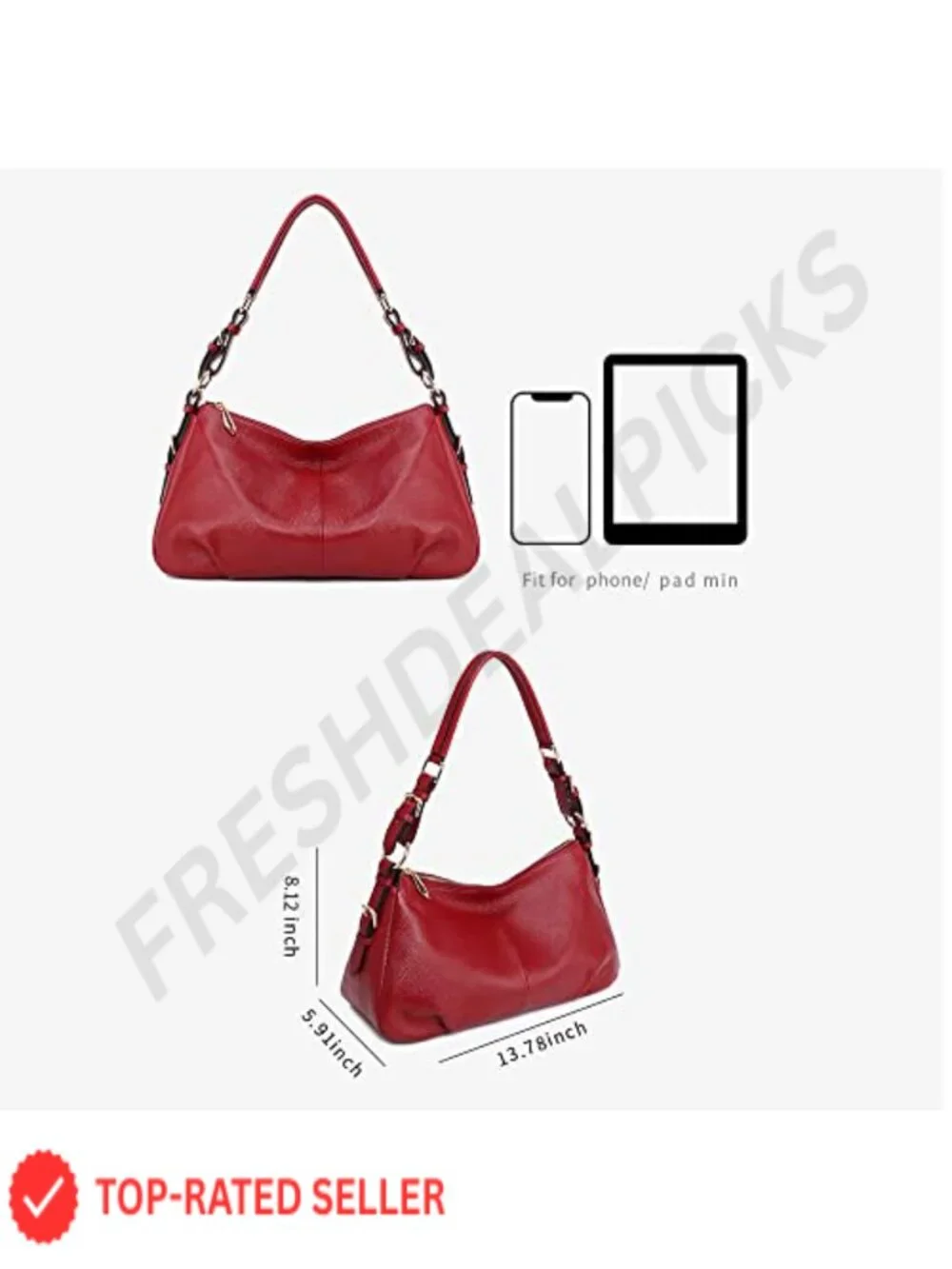 Vintage Leather Hobo Bag for Women Adjustable Handle Top Grain Cowhide Purse